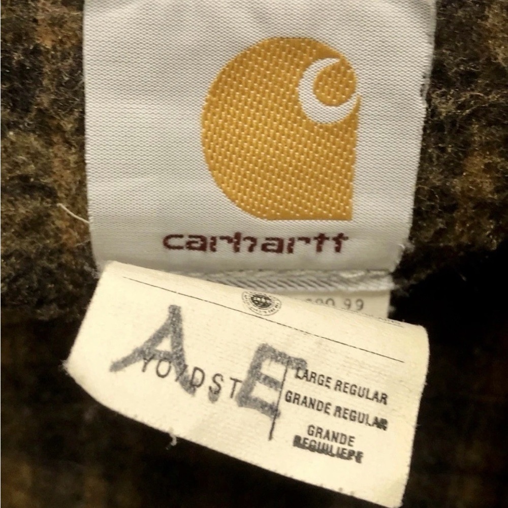 VTG 90s Carhartt Y07 DST denim blanket-lined hooded jacket. - Picture 4 of 7